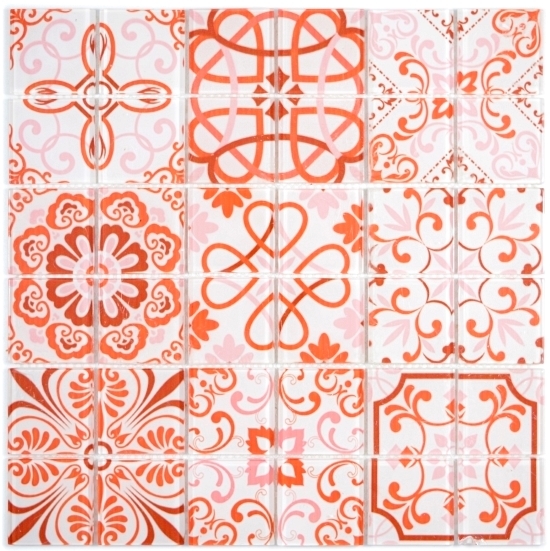 Hand-painted retro vintage mosaic tile Translucent red glass mosaic Crystal SWISS MOS68-Retro-SW_m