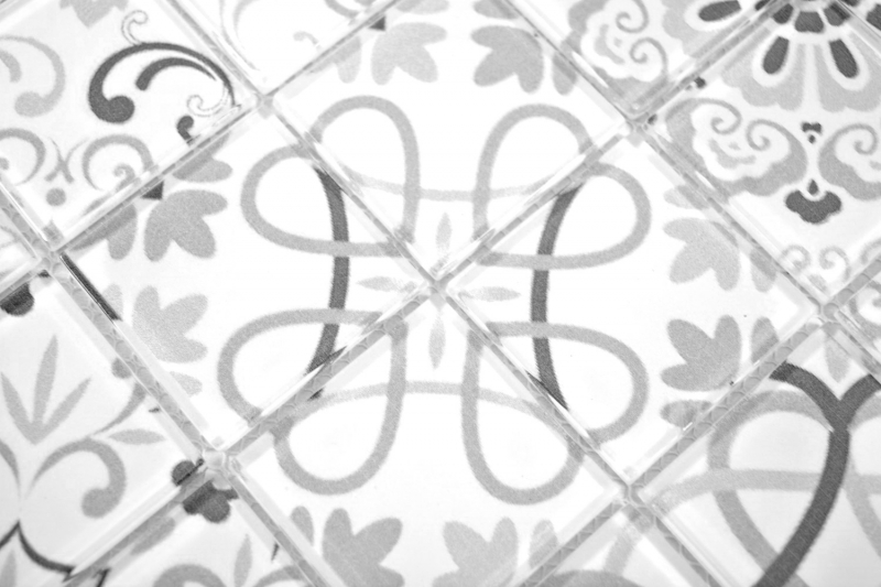 Hand pattern retro vintage mosaic tile translucent gray glass mosaic Crystal GERMANY MOS68-Retro-G_m