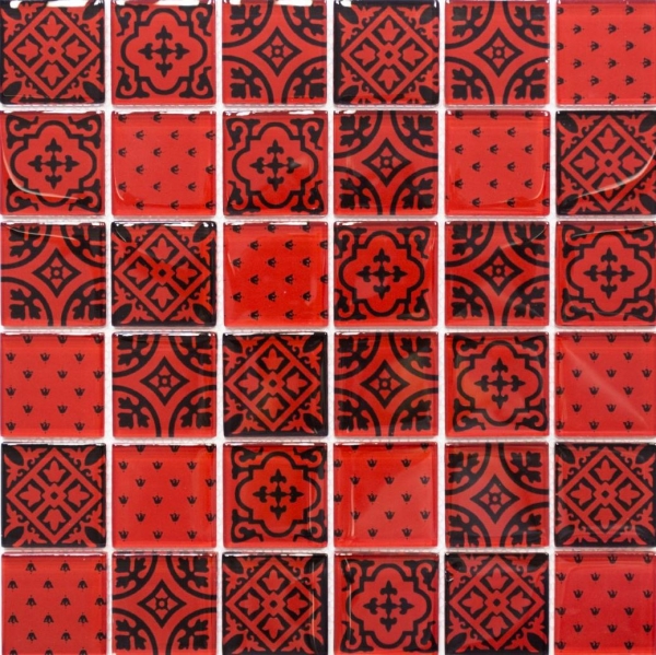 Glass mosaic retro vintage ornaments mosaic tile look red MOS78B-0902
