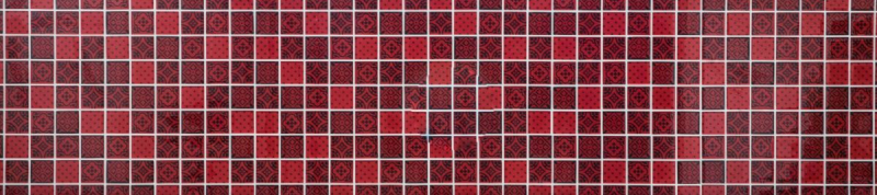 Retro vintage mosaic tile kitchen splashback translucent red glass mosaic crystal look red MOS78B-0902_f | 10 mosaic mats