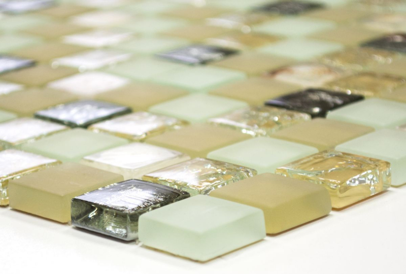 Mosaic tile Translucent beige Glass mosaic Crystal shell beige MOS82B-0112_f | 10 mosaic mats