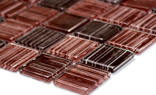 Hand-patterned mosaic tile Translucent streaky brown Glass mosaic Crystal streaky brown MOS64-1309_m