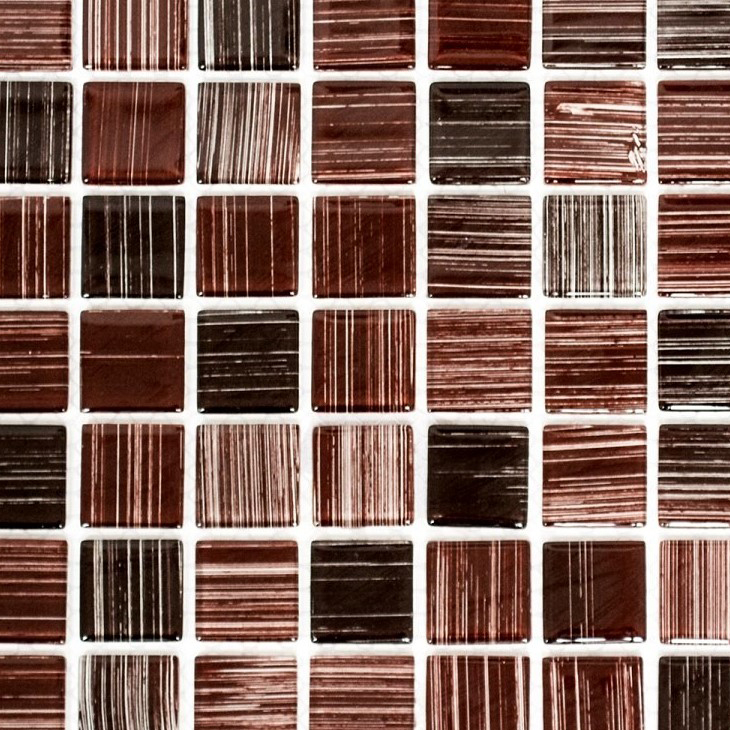 Hand-patterned mosaic tile Translucent streaky brown Glass mosaic Crystal streaky brown MOS64-1309_m
