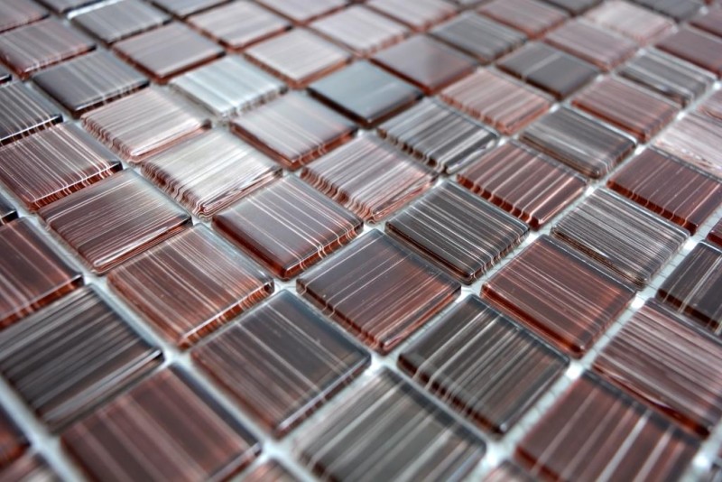Glass mosaic mosaic tiles line brown tile mirror shower wall MOS64-1309