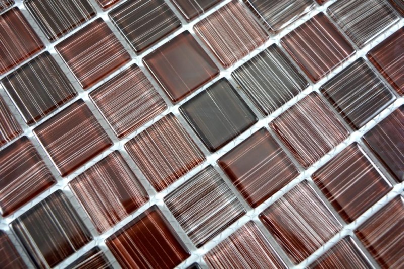 Glass mosaic mosaic tiles line brown tile mirror shower wall MOS64-1309