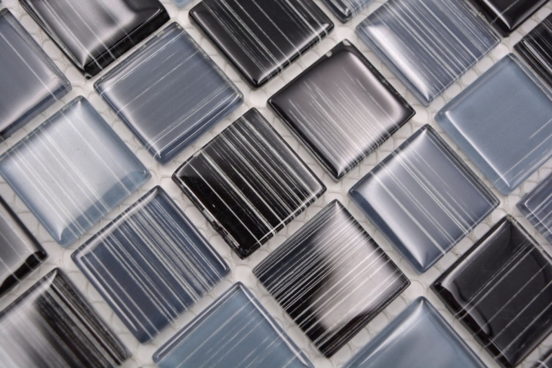 Glass mosaic mosaic tiles line anthracite black swimming pool mosaic pool mosaic MOS64-0302