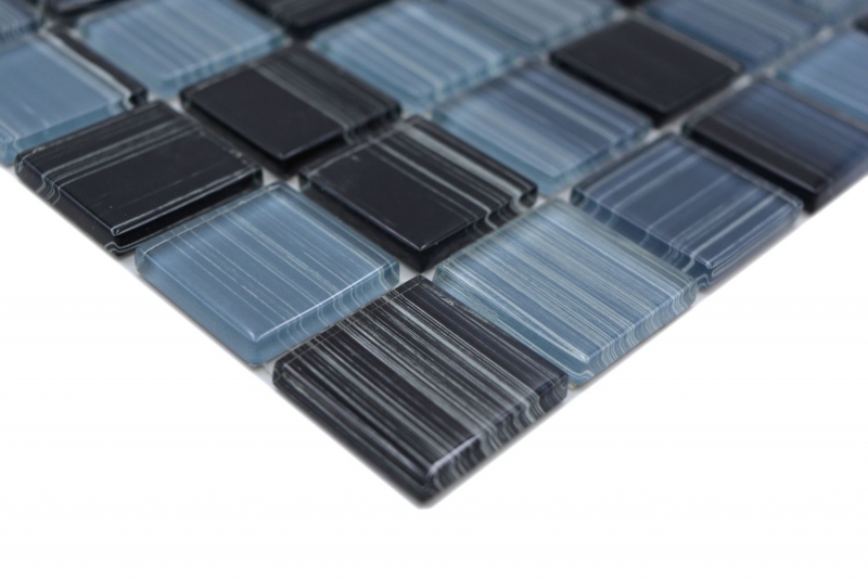 Glass mosaic mosaic tiles line anthracite black swimming pool mosaic pool mosaic MOS64-0302