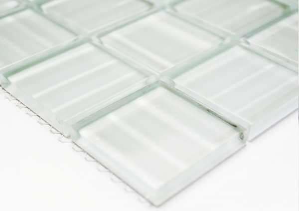 Hand-painted mosaic tile Translucent white Glass mosaic Crystal Hologram Barcode white MOS110-0104_m