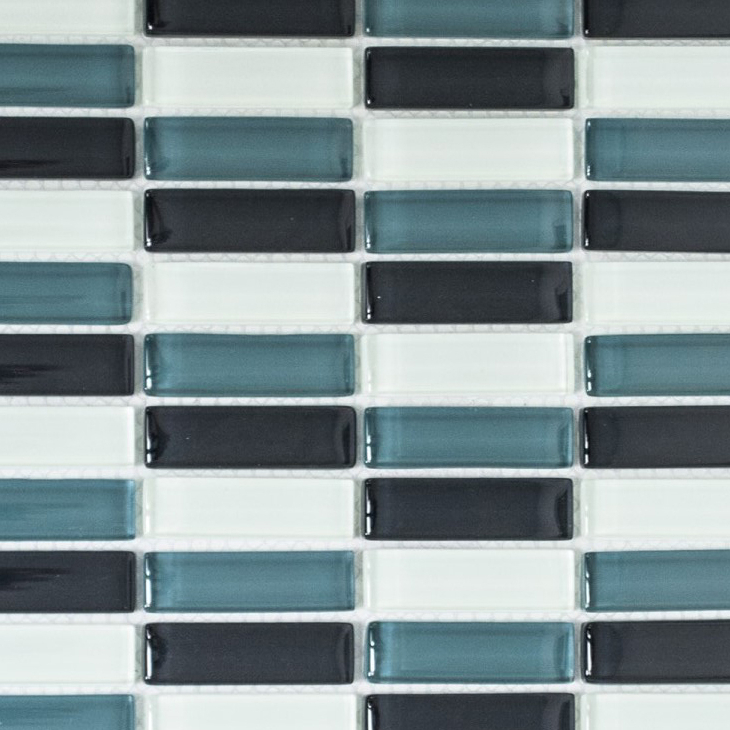 Glass mosaic rods mosaic tiles white gray black BATH WC kitchen WALL MOS77-0204