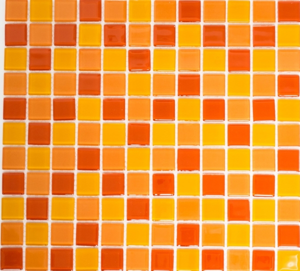 Hand-painted mosaic tile Translucent yellow orange red Glass mosaic Crystal yellow orange red MOS62-0802_m