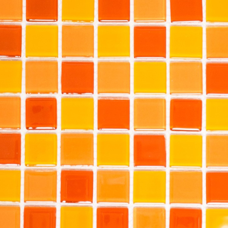 Hand-painted mosaic tile Translucent yellow orange red Glass mosaic Crystal yellow orange red MOS62-0802_m
