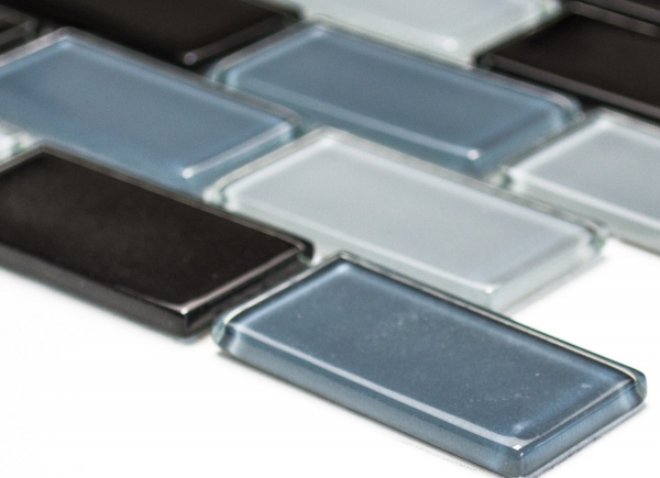 Mosaic tile Translucent black Brick Glass mosaic Crystal black MOS66-0208_f | 10 mosaic mats
