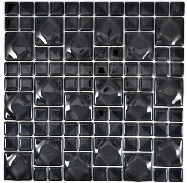 Hand-painted mosaic tile translucent black 3D black Red Dot Design MOS68-0305_m