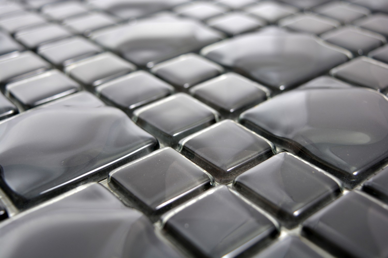 Hand-painted mosaic tile translucent black 3D black Red Dot Design MOS68-0305_m
