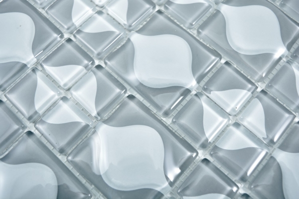 Mosaic tile Translucent gray 3D gray Red Dot Design BATHROOM WC Kitchen WALL MOS68-0215_f | 10 mosaic mats