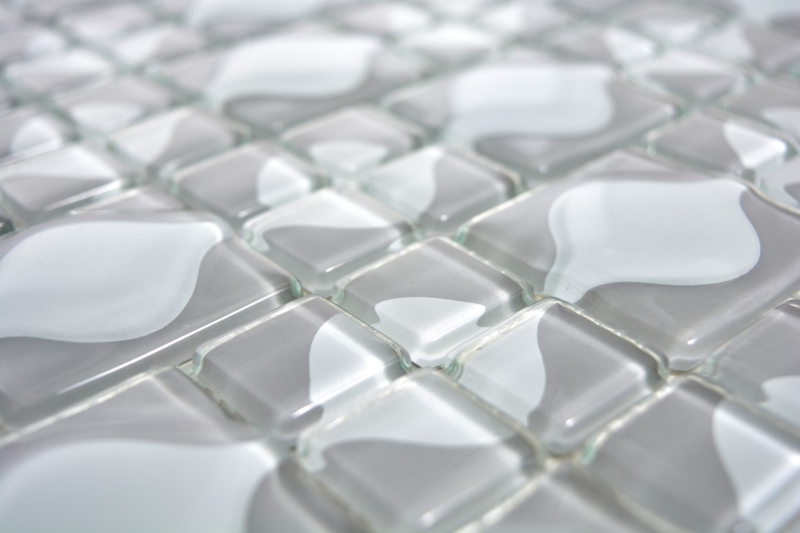 Mosaic tile Translucent gray 3D gray Red Dot Design BATHROOM WC Kitchen WALL MOS68-0215_f | 10 mosaic mats
