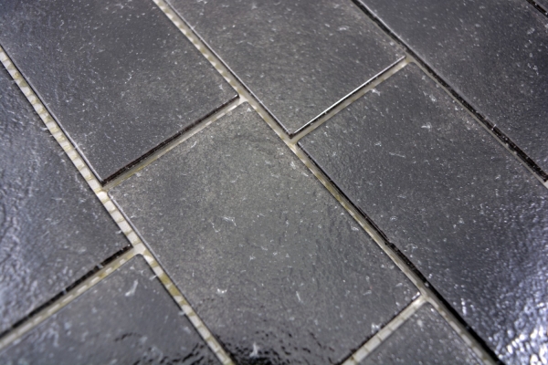 Glass mosaic mosaic tiles anthracite graphite black masonry bond Nero MOS68-0349L