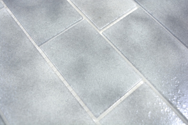 Hand-painted mosaic tile translucent gray masonry bond Grigio MOS68-0259L_m