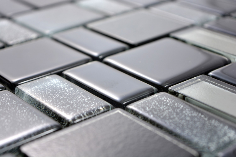 Glass mosaic mosaic tiles Tile backsplash gray anthracite black combination iridescent MOS68-035B