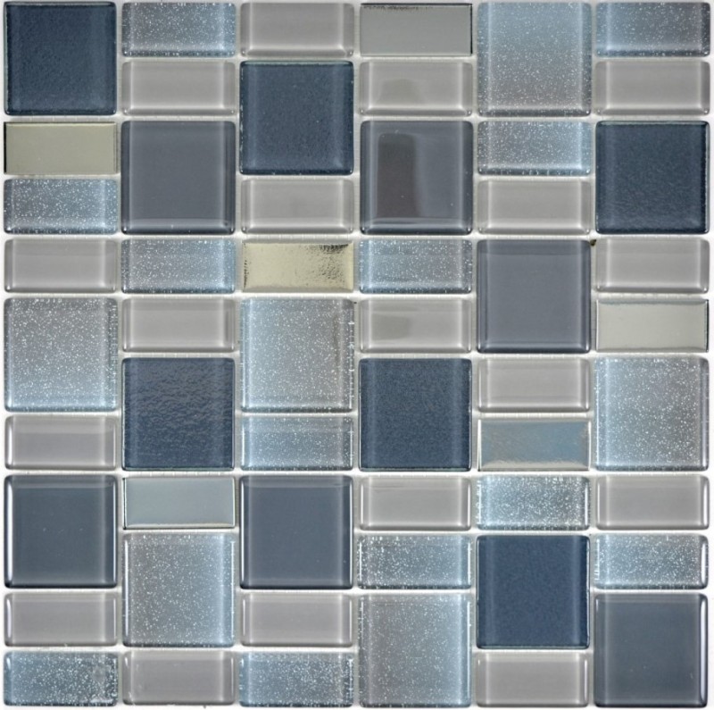 Hand pattern mosaic tile translucent gray combination iridescent gray-colored MOS68-0213G_m