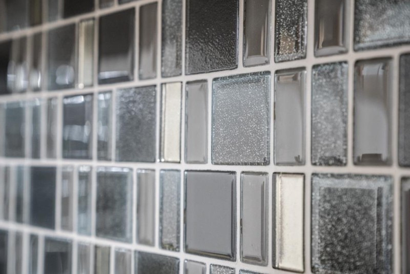 Glass mosaic mosaic tiles Tile backsplash cream gray anthracite combination iridescent MOS68-0213G