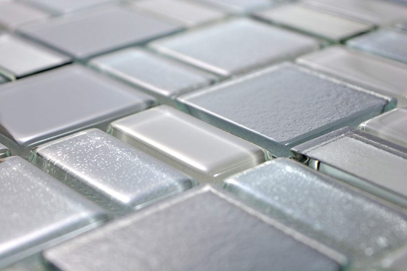 Hand pattern mosaic tile translucent gray combination iridescent gray-colored MOS68-0213G_m