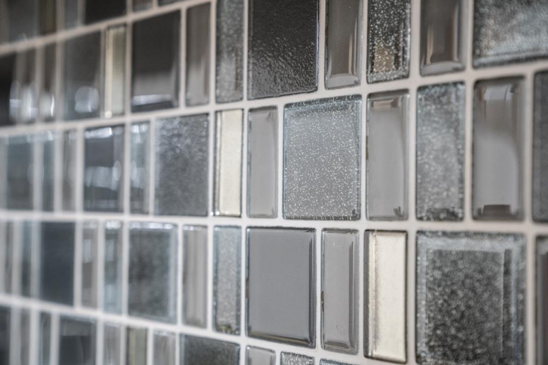 Glass mosaic mosaic tiles Tile backsplash cream gray anthracite combination iridescent MOS68-0213G