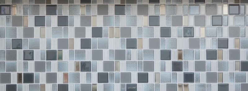 Glass mosaic mosaic tile backsplash cream gray smoke combination iridescent MOS68-0216F