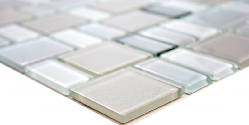Hand-patterned mosaic tile translucent pearl combination iridescent pearl-colored MOS68-0136P_m