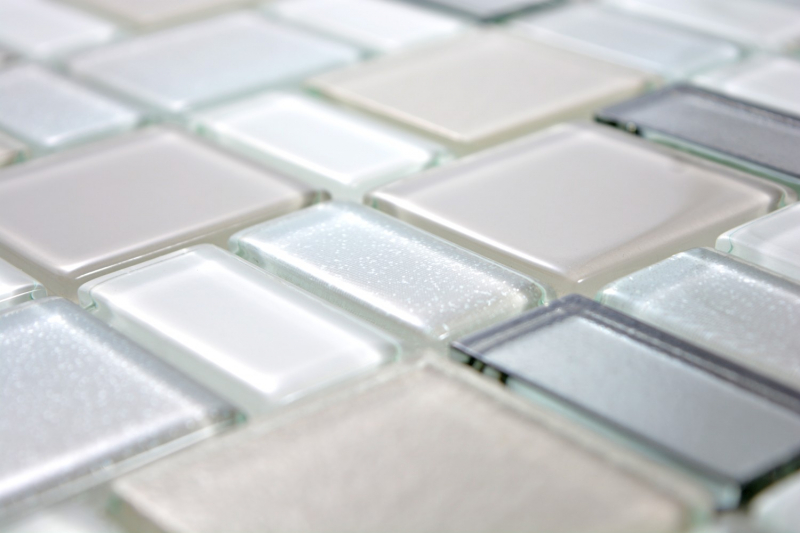 Hand-patterned mosaic tile translucent pearl combination iridescent pearl-colored MOS68-0136P_m