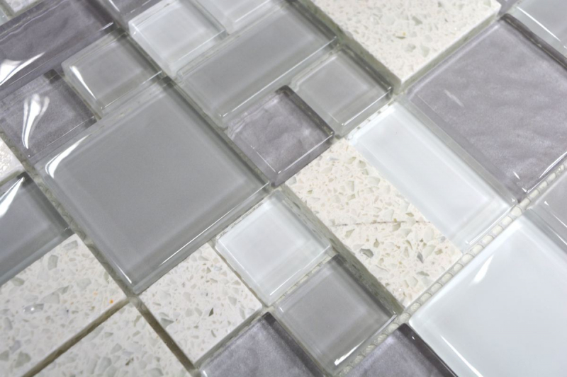 Artificial stone glass mosaic mosaic tiles composite white antique white light gray anthracite tile backsplash wall - MOS88-K990