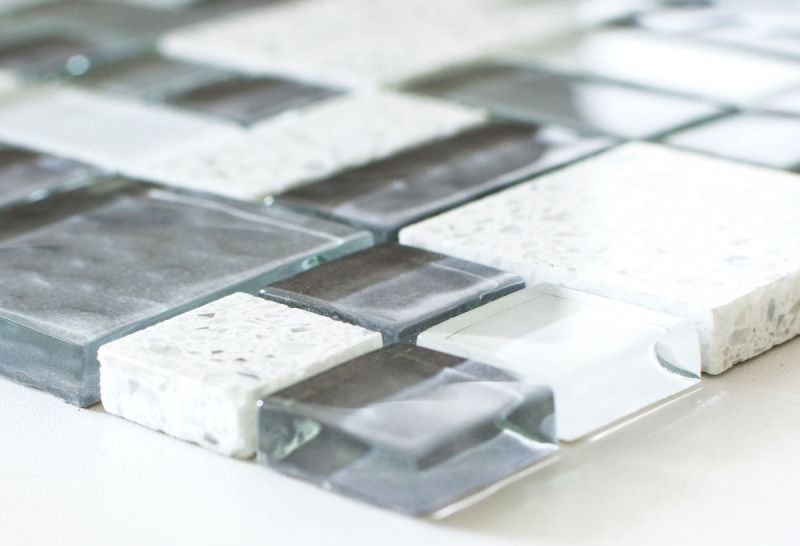 Artificial stone glass mosaic mosaic tiles composite white antique white light gray anthracite tile backsplash wall - MOS88-K990