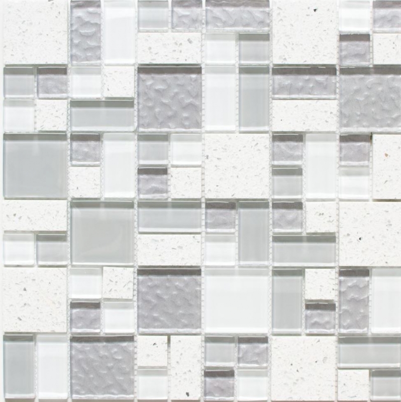 Artificial stone glass mosaic mosaic tiles composite white antique white light gray anthracite tile backsplash wall - MOS88-K990