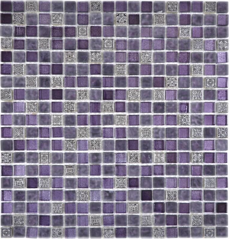 Hand pattern mosaic tile translucent purple glass mosaic Crystal Resin purple purple matt BATH WC kitchen WALL MOS92-1107_m