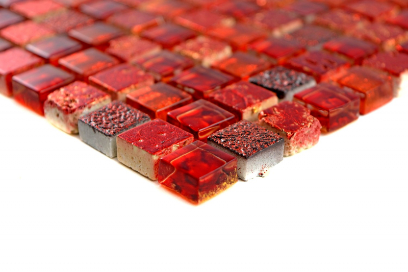Hand-painted mosaic tile Translucent red Glass mosaic Crystal Resin red BATH WC Kitchen WALL MOS92-0904_m