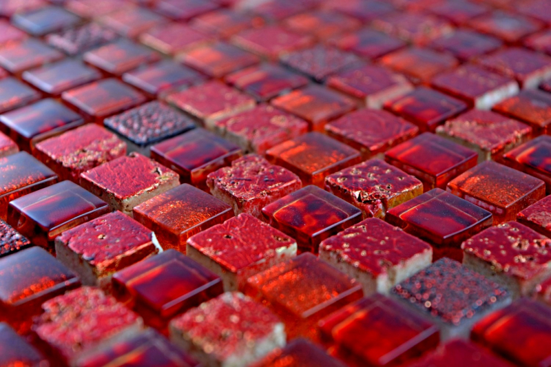 Hand-painted mosaic tile Translucent red Glass mosaic Crystal Resin red BATH WC Kitchen WALL MOS92-0904_m