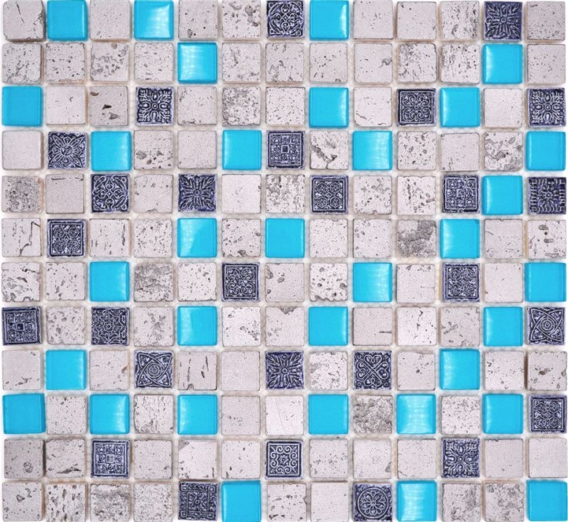 Artificial stone rustic mosaic tile glass mosaic resin blue gray anthracite silver kitchen splashback tile back - MOS82-0402