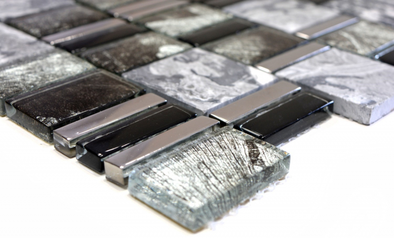 Hand-painted mosaic tile Translucent gray black Multiformat glass mosaic Crystal stone EP gray black MOS88-0210_m