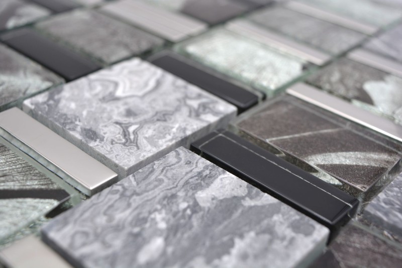 Marble glass mosaic mosaic tiles gray light gray anthracite silver kitchen wall tile mirror bathroom WC - MOS88-0210