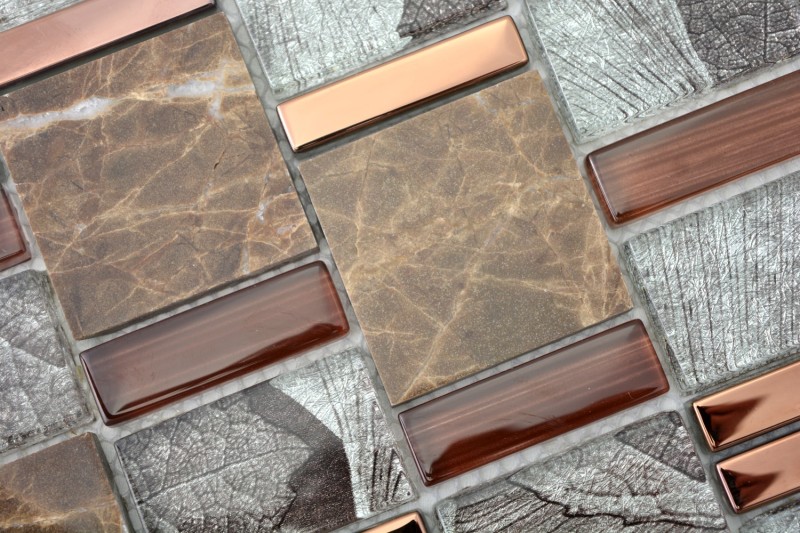 Marble glass mosaic mosaic tiles brown copper gray anthracite tile backsplash wall bathroom kitchen toilet - MOS88-1220
