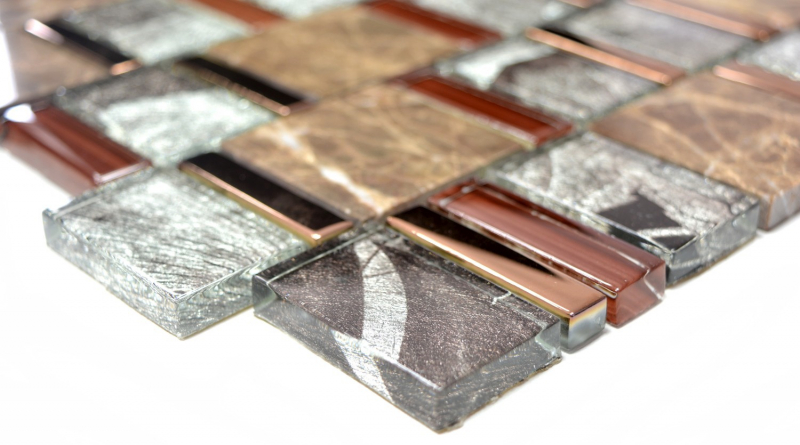 Marble glass mosaic mosaic tiles brown copper gray anthracite tile backsplash wall bathroom kitchen toilet - MOS88-1220