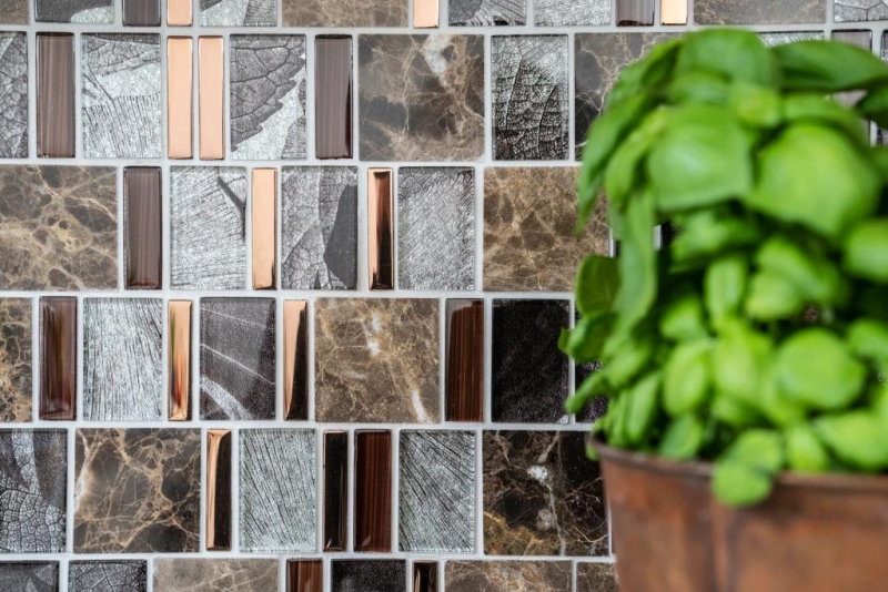 Marble glass mosaic mosaic tiles brown copper gray anthracite tile backsplash wall bathroom kitchen toilet - MOS88-1220