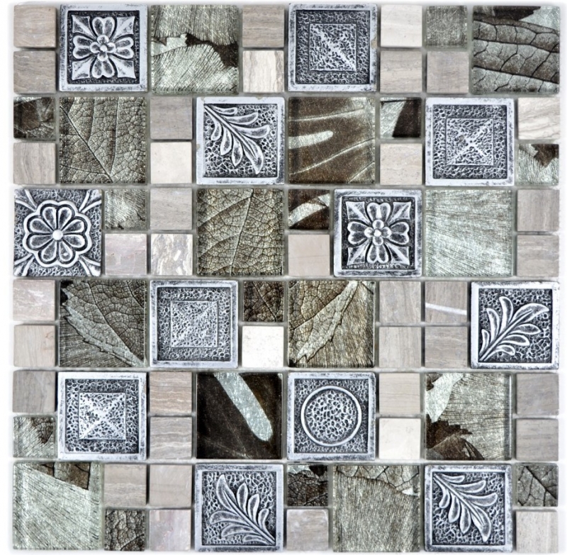 Glass mosaic artificial stone mosaic tiles resin silver gray anthracite ornament tile mirror wall WC - MOS88-0280