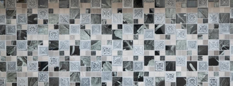 Glass mosaic artificial stone mosaic tiles resin silver gray anthracite ornament tile mirror wall WC - MOS88-0280