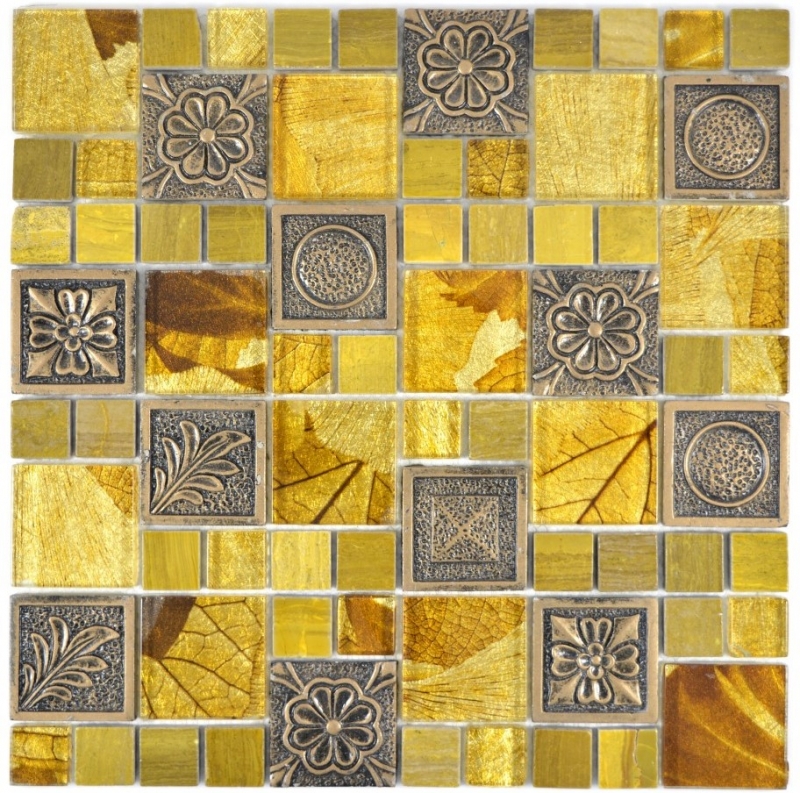 Hand-painted mosaic tile Translucent gold Combination glass mosaic Crystal Resin gold Ornament MOS88-0790_m