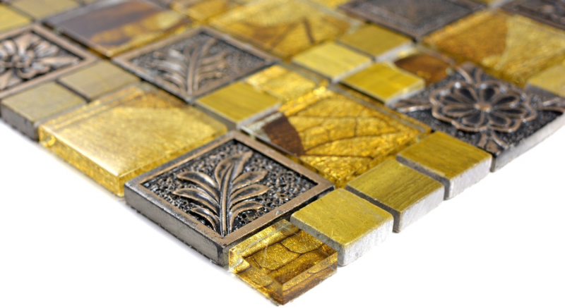 Hand-painted mosaic tile Translucent gold Combination glass mosaic Crystal Resin gold Ornament MOS88-0790_m