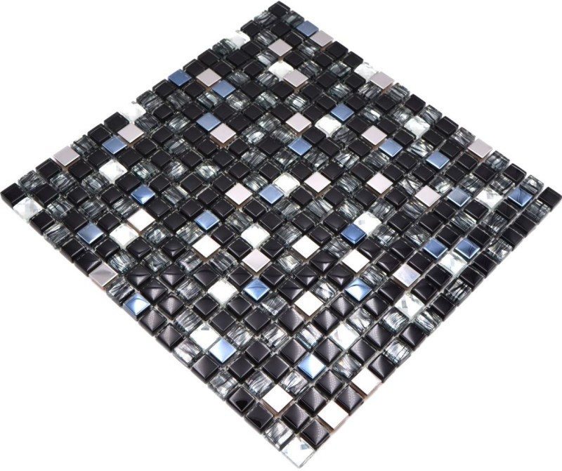 Glass mosaic natural stone mosaic tile stainless steel black tile backsplash kitchen tile bathroom - MOS92-0304