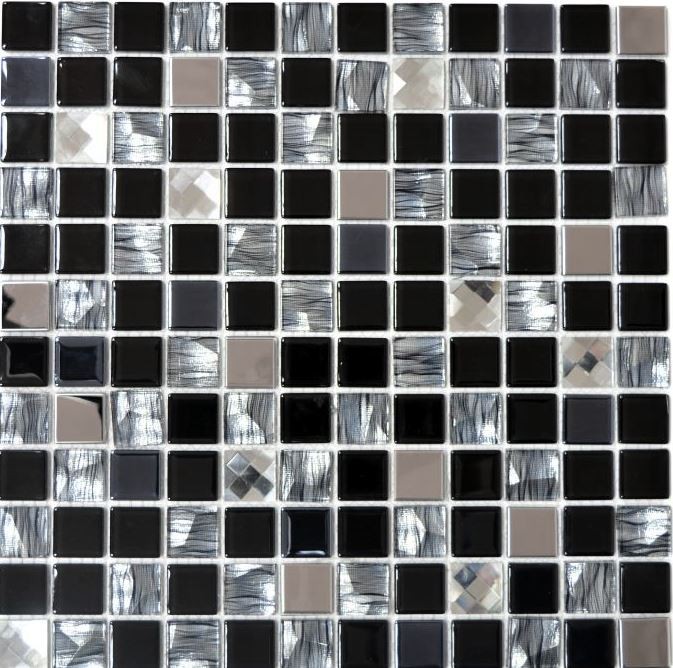 Mosaic tiles stainless steel glass mosaic anthracite silver black mosaic tile MOS63-CM-426