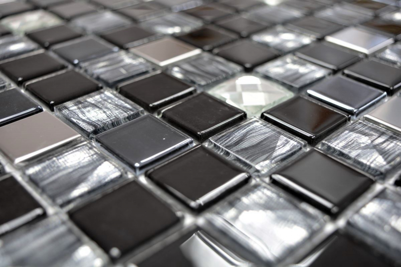 Mosaic tiles stainless steel glass mosaic anthracite silver black mosaic tile MOS63-CM-426