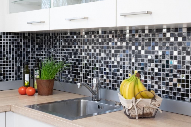 Mosaic tiles stainless steel glass mosaic anthracite silver black mosaic tile MOS63-CM-426